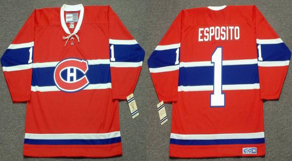 2019 Men Montreal Canadiens 1 Esposito Red CCM NHL jerseys